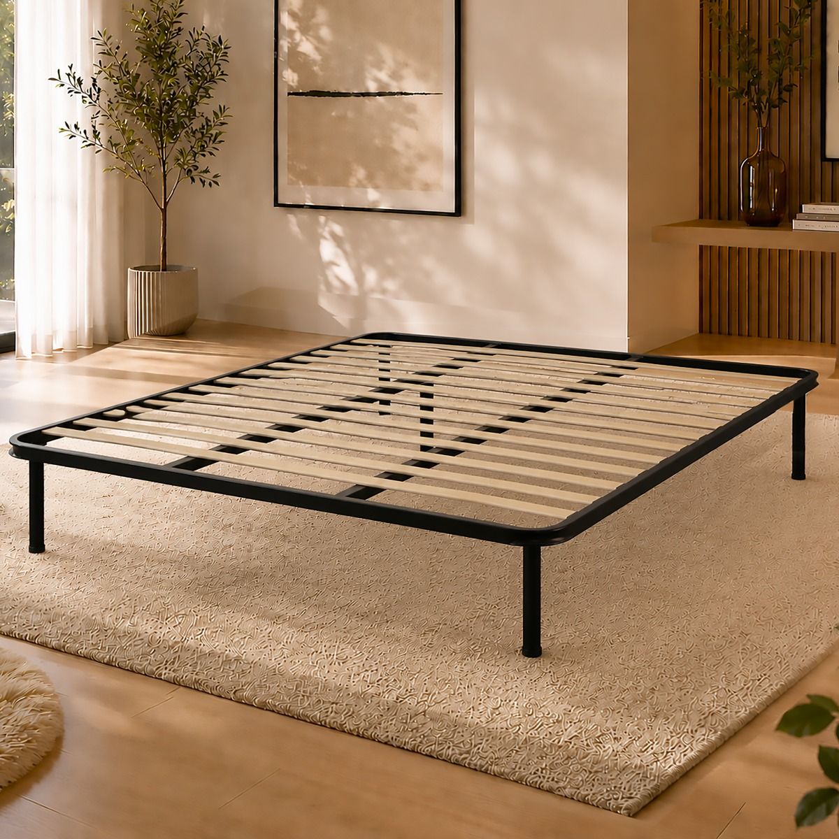 RETE MATRIMONIALE 160X190 IN METALLO NERO CON 13 DOGHE