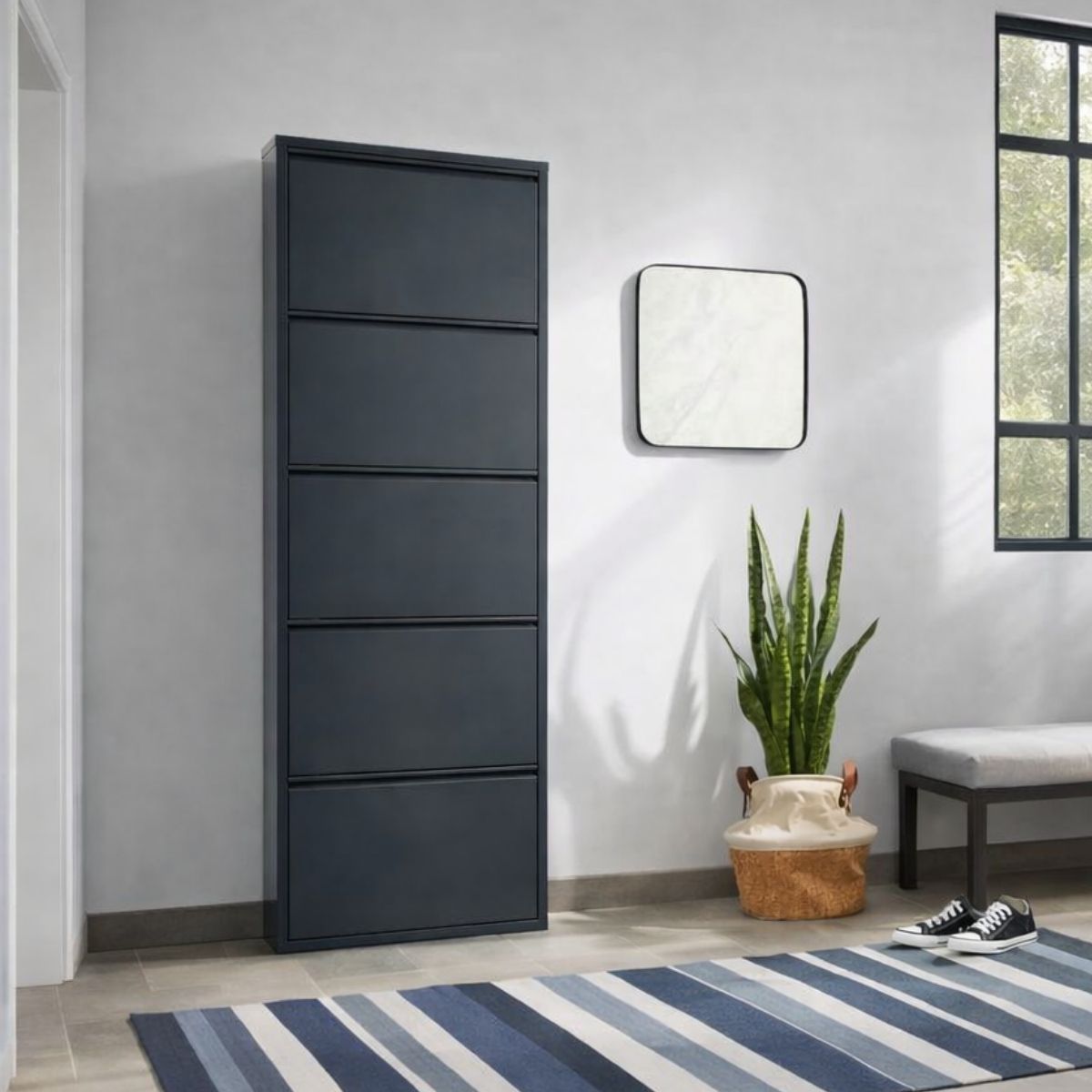 SCARPIERA 5 RIBALTE MOD. CABINET CM 50X15 H. 172 METALLO NERO