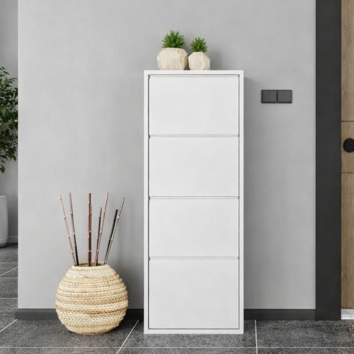 SCARPIERA 4 RIBALTE MOD. CABINET CM 50X15 H.138 IN METALLO BIANCO