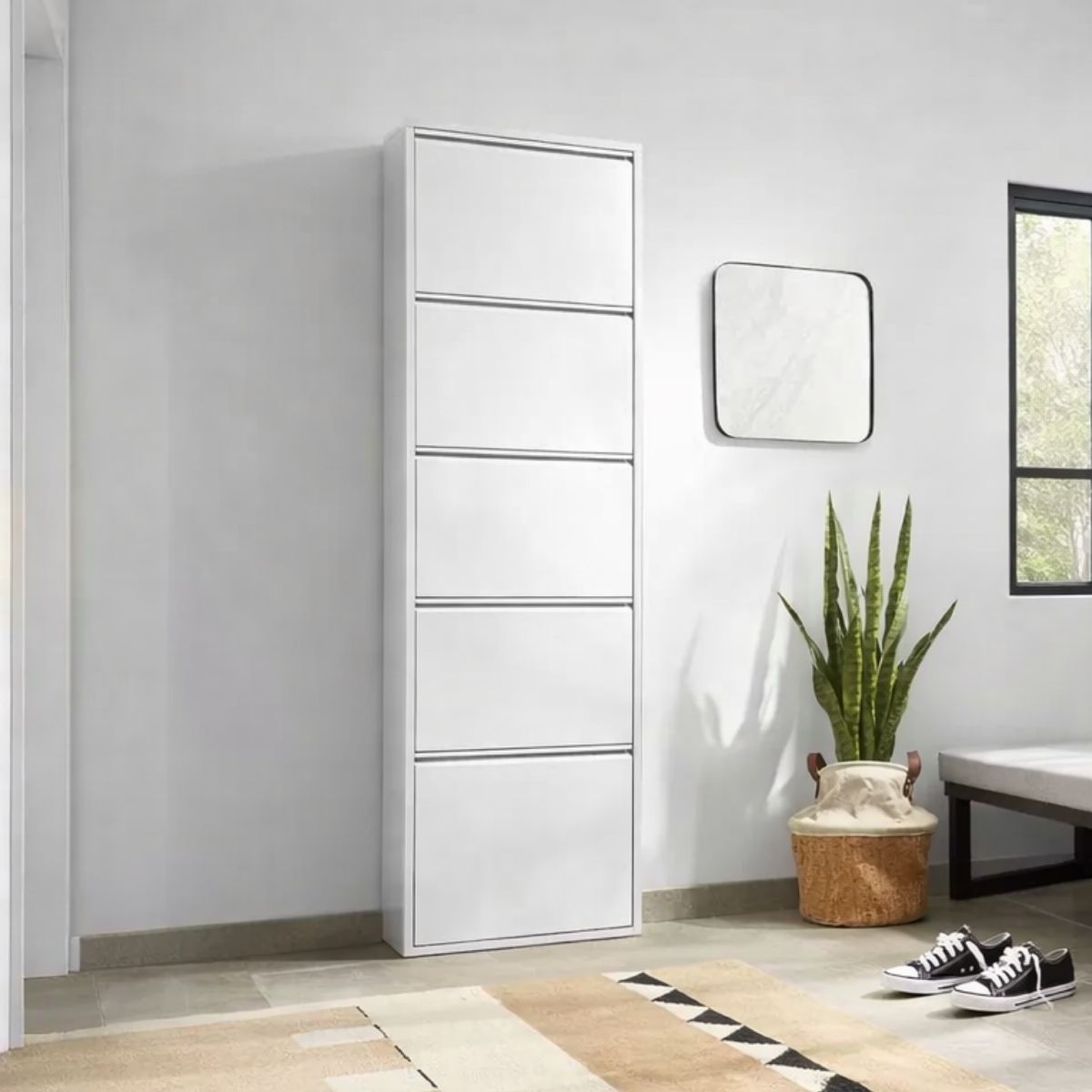 SCARPIERA 5 RIBALTE MOD. CABINET CM 50X15 H.172 IN METALLO BIANCO