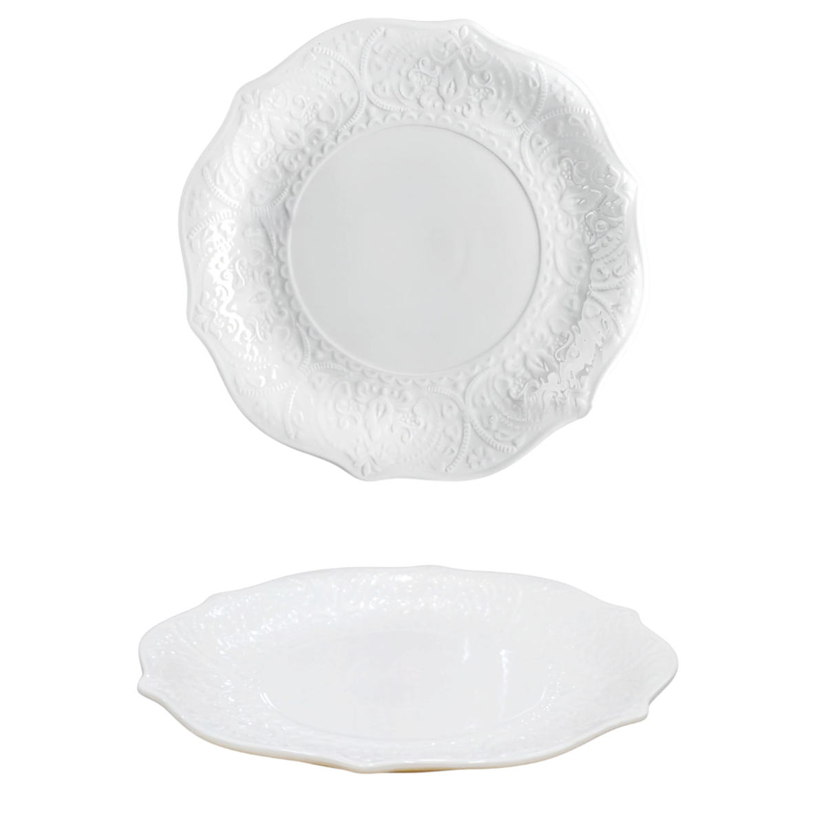 PIATTO ROTONDO IN PORCELLANA LINEA ALICE DIAM. 30CM BIANCO