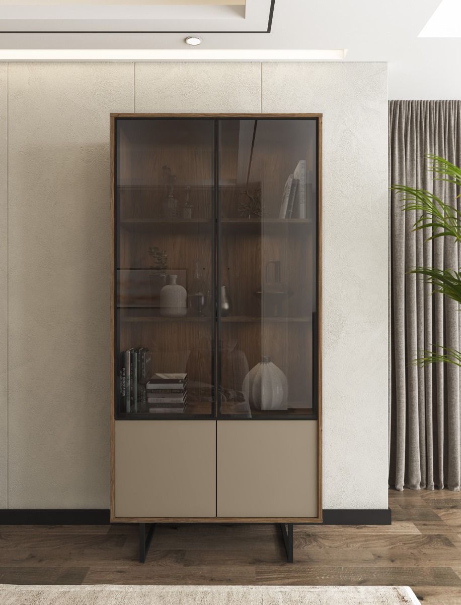 VETRINA 2 ANTE MOD. SIENNA CM 90X40 H.190 ROVERE COLUMMELLA E CLAR GREY