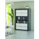 VETRINA MOD. CAPRI CM 120X46 H. 170 ACCIAIO OSSIDO E BIANCO LUCIDO