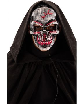 MASCHERA TESCHIO IN PLASTICA CON DECORO LUMINOSO LED VIOLA