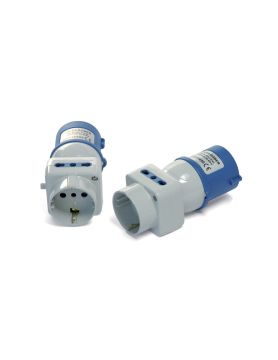 ADATTATORE SCHUKO INDUSTRIALE BIPASSO 16A 2P+T SPINA CEE BLU