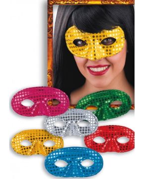 MASCHERA IN TESSUTO CON PAILLETTES COLORI ASSORTITI