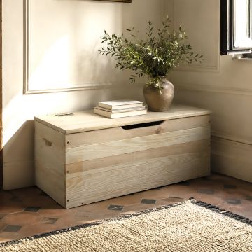 CASSAPANCA CONTENITORE CM 73X35 H. 33 IN LEGNO MASSELLO NATURALE