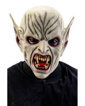 MASCHERA INTERA HORROR DA ADULTO IN LATTICE CON ORECCHIE E DENTI AGUZZI
