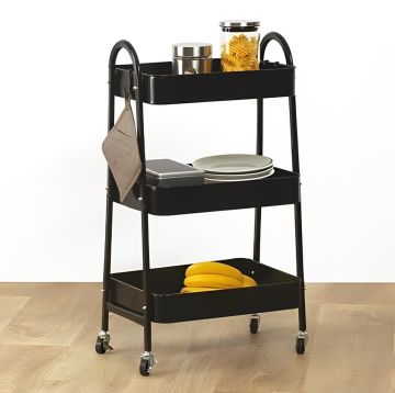 CARRELLO DA CUCINA IN METALLO 44X32 H. 80CM NERO