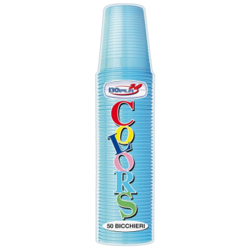 SET 50 BICCHIERI IN PLASTICA 200ML AZZURRO