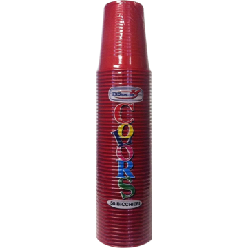 SET 50 BICCHIERI IN PLASTICA 200ML ROSSO
