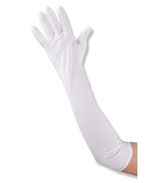 GUANTI BIANCHI DA DONNA 50CM IN TESSUTO ELASTICIZZATO