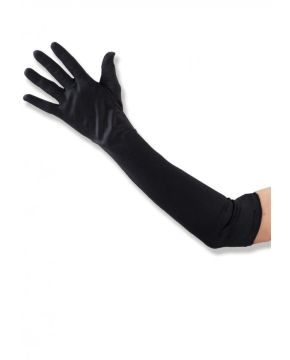 GUANTI NERI DA DONNA 50CM IN TESSUTO ELASTICIZZATO  