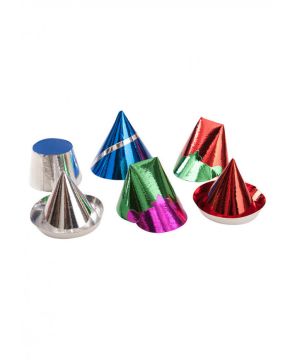 SET 6 CAPPELLINI MIGNON IN CARTA METALLIZZATA H. 5/9CM COLORI ASS.