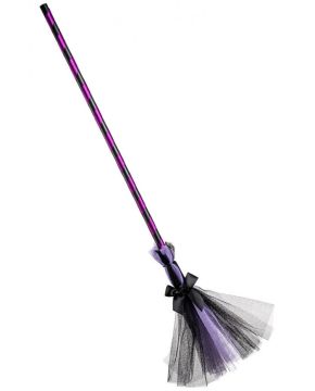SCOPA DA STREGA PER ADULTI L. 80CM IN POLIPROPILENE VIOLA/NERO/FUCSIA 