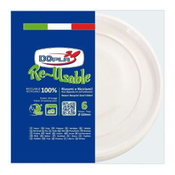 SET 6 PIATTI DA PIZZA IN PLASTICA DIAM. 32CM BIANCO