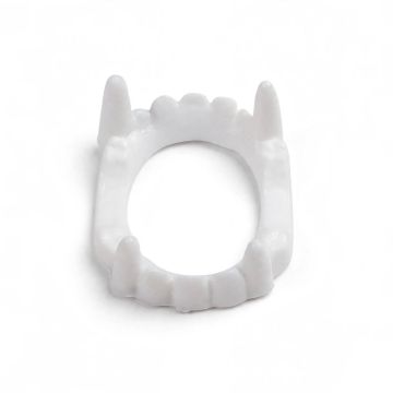 DENTIERA DOPPIA DA VAMPIRO IN PLASTICA BIANCA