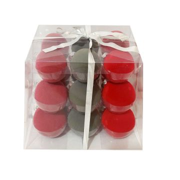 SET 18 SFERE IN VETRO VERDE/ROSSE DIAMETRO ASS. 5 cm/6 - 6cm/6-7