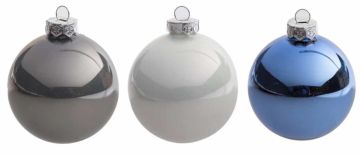 SET 12 SFERE IN VETRO PERLATO/GRIGIO D 4CM