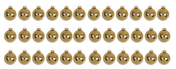 CONFEZIONE 36 SFERE DI VETRO DIAM. 3CM COLORE ORO LUCIDO CONFEZIONE 36 SFERE DI VETRO DIAM. 3CM COLORE ORO LUCIDO