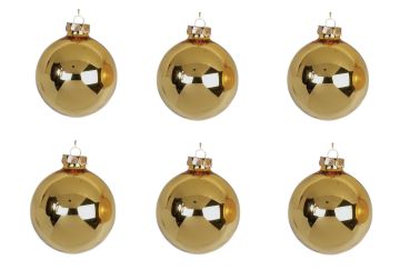 CONFEZIONE 6 SFERE DI VETRO DIAM. 10CM COLORE ORO LUCIDO CONFEZIONE 6 SFERE DI VETRO DIAM. 10CM COLORE ORO LUCIDO