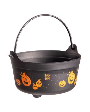PENTOLACCIA HALLOWEEN IN PLASTICA NERA CON DECORI DIAM. 24CM