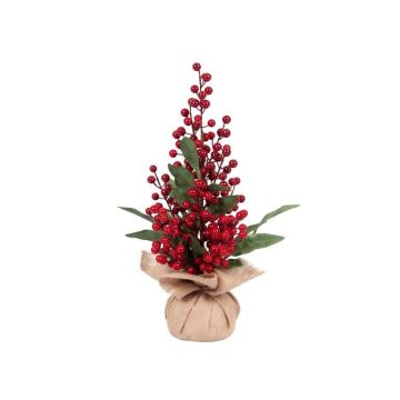 PINETTO CON FOGLIE/BACCHE ROSSE H. 48CM PINETTO CON FOGLIE/BACCHE ROSSE H. 48CM