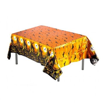 TOVAGLIA IN PVC METALLIZZATO ORO CON STAMPA HALLOWEEN 260X130CM