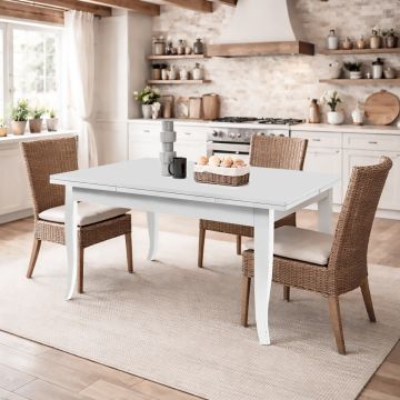 TAVOLO* ART.1006 CM 160X85 C/2 ALLUNGHE BIANCO OP. LUCIDO E IMABALLATO