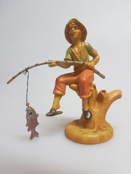 PESCATORE IN PVC EFFETTO LEGNO H. 10CM 