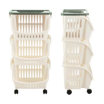CARRELLO DA CUCINA IN PLASTICA TIDY CM 39.5X30 H. 77 BIANCO E SALVIA