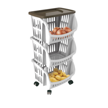 CARRELLO DA CUCINA IN PLASTICA TIDY CM 39.5X30 H. 77 BIANCO E TORTORA