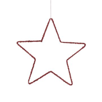 PENDENTE A FORMA DI STELLA GLITTERATA ROSSA H. 40CM PENDENTE A FORMA DI STELLA GLITTERATA ROSSA H. 40CM