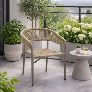 POLTRONCINA DA ESTERNO IN ALLUMINIO E CORDA BEIGE 
