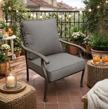 POLTRONA MOD. WEAVE IN ALLUMINIO PRESSOFUSO ANTRACITE