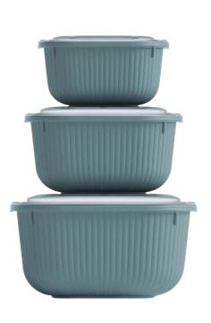 SET 3 CONTENITORI RETTANGOLARI IN PLASTICA FRESCO BOX GRIGIO