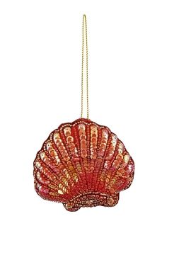 PENDENTE CONCHIGLIA ROSA CON PAILLETTES 10X1CM H 9CM