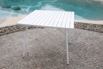 TAVOLO DA ESTERNO MOD. SANTORINI CM 90X90 H. 74 IN ACCIAIO BIANCO 