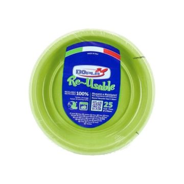 SET 25 PIATTI DA FRUTTA IN PLASTICA DIAM. 17CM VERDE ACIDO