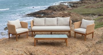 SALOTTO DA ESTERNO SANTA MARIA ACACIA E POLYRATTAN 