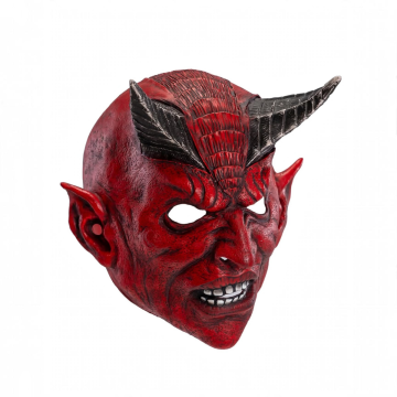 MASCHERA DIAVOLO DA ADULTO IN LATTICE ROSSO/NERO 