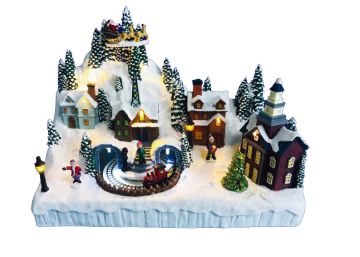 VILLAGGIO DI NATALE CON TRENO 29X15 H. 23CM