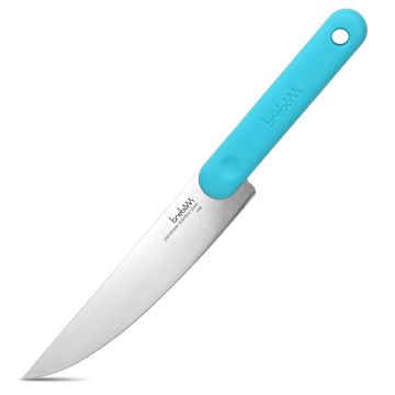 COLTELLO DA CUCINA SALAMI KNIFE IN ACCIAIO INOX MANICO AZZURRO