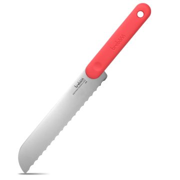 COLTELLO PER PANE BREAD KNIFE IN ACCIAIO INOX MANICO ARANCIO