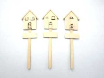 CASETTA LEGNO SU BASTONE C/TARGA DECOUPAGE H.30.5X9CM