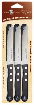 SET 6 COLTELLI DA TAVOLA LINEA FAMILY NERI 11CM