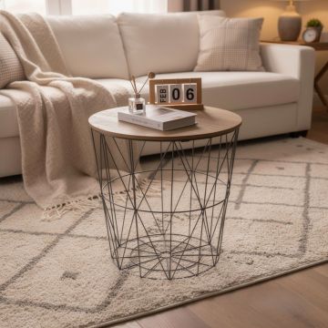 TAVOLINO CONTENITORE MOD. KUMI CM 40X41 NERO E NATURALE
