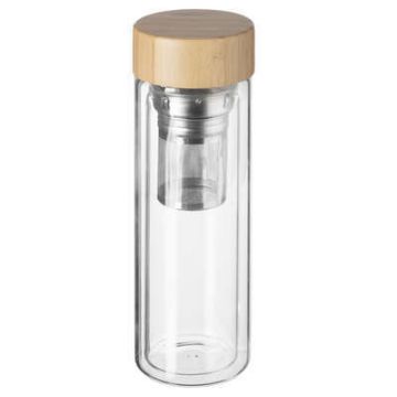 TEIERA IN VETRO CON TAPPO IN BAMBOO DA 400ML