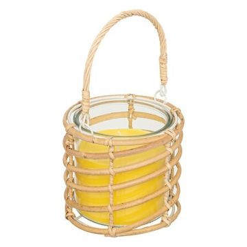 CANDELA ALLA CITRONELLA 340GR IN VASETTO IN VETRO E CESTINO RATTAN