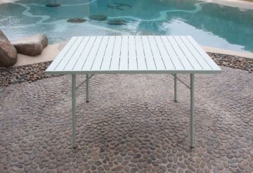 TAVOLO DA ESTERNO MOD. SANTORINI CM 90X90 H. 74 IN ACCIAIO VERDE MENTA
